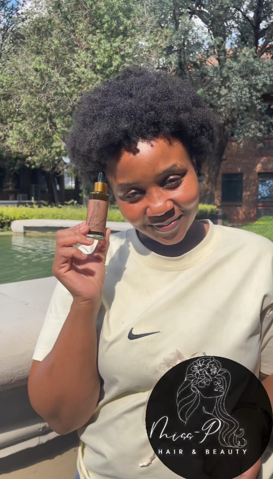 Model demonstrating hair results with MISSP Hair Growth Oil